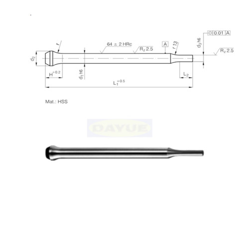 Punzón de precisión con mecanizado formato D de cuello de trombón