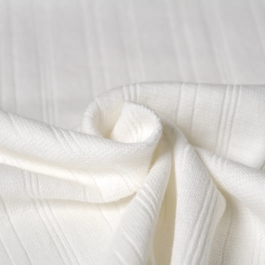 คุณภาพสูงผ้าฝ้ายสแปนเด็กซ์ Jacquard ซี่โครงผ้าถักที่เป็นของแข็ง