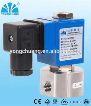Yongchuang YCTT21 CE approved high pressure direct acting brass stainless steel water solenoid valve 24v