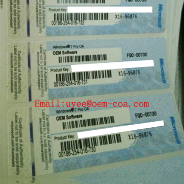 Microsoft Windows 7 Professional OEM Key OEM Software COA Sticker