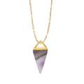 Amethyst Gold Triangle Necklace Pyramid Healing Pendant