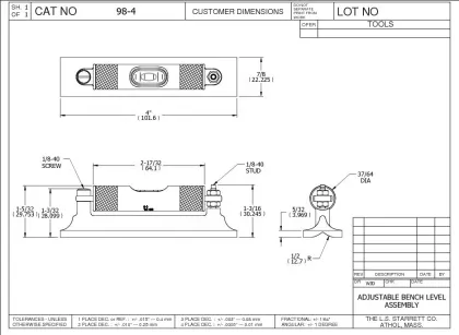 Starrett 98-4 Machinist Level with Ground and Graduated Vial