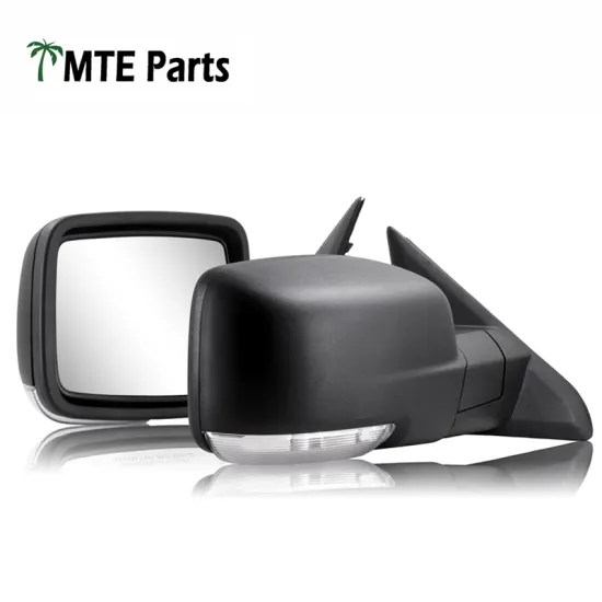 Black Towing Mirror for 2009-2018 Dodge Ram: Power Heated Turn Signal, Light Puddle Lamp, and Temperature Sensor Rearview Mirror