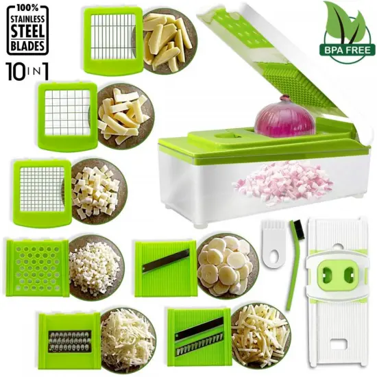 Vegetable Slicer Cutter, iLove Cooking [10 in 1] Stainless Steel Adjustable Multi Blades Chopper; Efficient and Fast; Strong-Hol