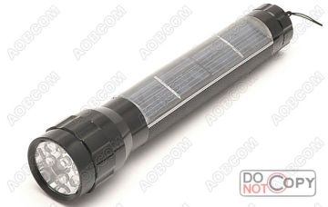 Sunshine Rechargeable Solar Led Flashlight, Environmental Silver Aluminum Alloy 5v / 40ma Solar Energy Flashlight