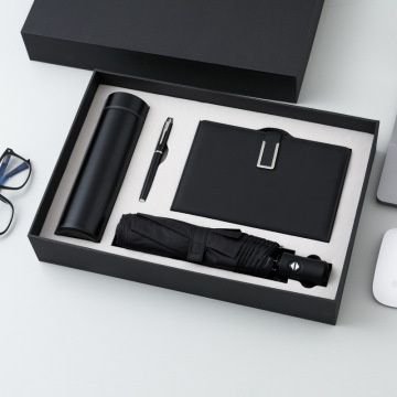 Set di scatole regalo aziendali HG01: THERMOS Cup, ombrello, notebook con logo personalizzato