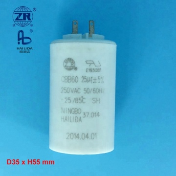 Capacitor CBB60 250VAC 25UF for AC Electric Motor (EN60252)