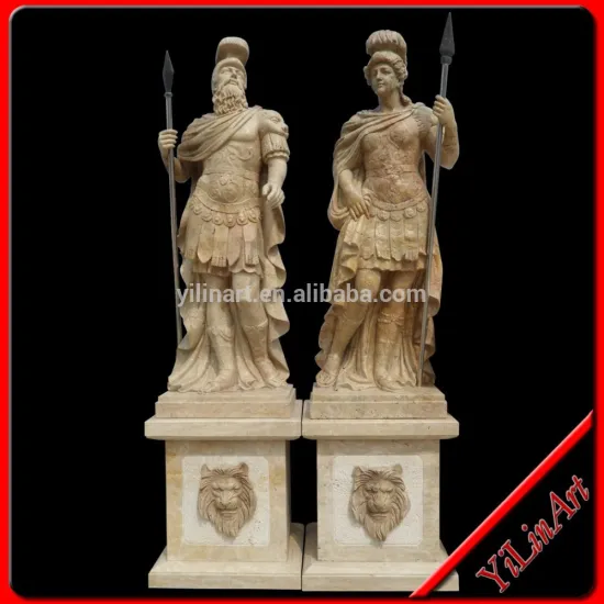 Yellow Marble Stone Roman Soldier Statue