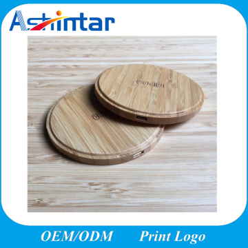 Engraved Logo Fast Wireless Charger Power Supply Wood Wireless Charger Power Bank