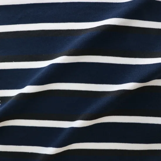 Wholesale Soft Stretchy Stripe Pattern Yarn Dyed 1x1 Rib Knitted Fabric Polyester Cotton Spandex Mixed Fabrics For Clothing