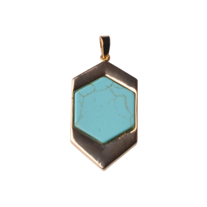 Turquoise Six Prism Pendant Plated Gold Jewelry