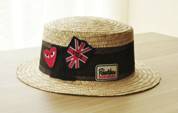 Summer Fashion Custom Union Jack Flag Embroidery Straw Bowler Hats China Factory