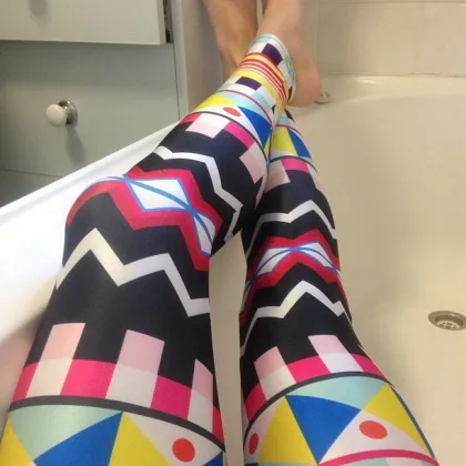 Milk Silk Geometric Print Digital Star Sky Casual Fashion Tight Leggings 9530