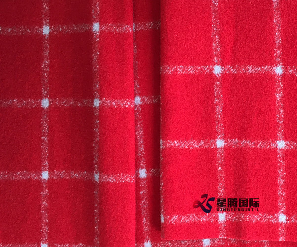 Red Check 80% Wool 20% Nylon Fabric