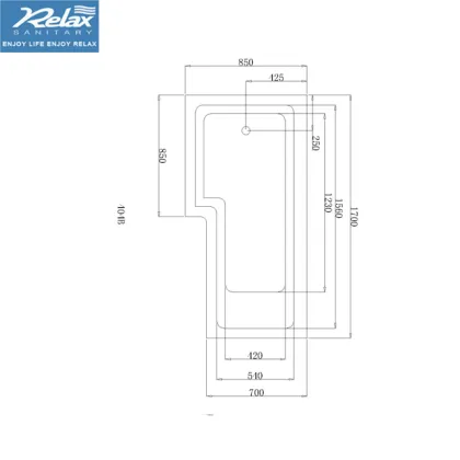 Square L-Shaped Shower Bath With Screen