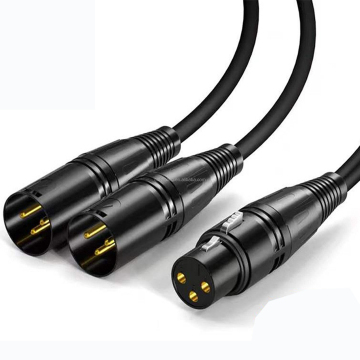 12 Inch Patch Y Cable for DMX Mixing Board - 3 Pin Female to Dual 3 Pin Male XLR