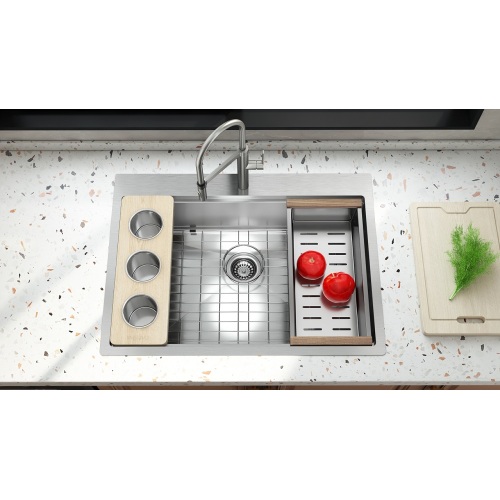 30 Zoll handgefertigte Ledge Workstation Sink