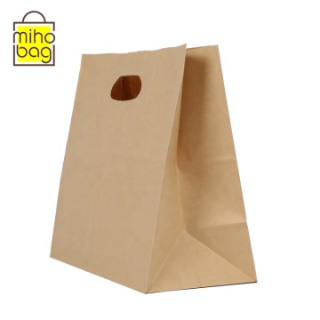 Eco-Friendly Kraft Paper Food Packaging Bags with Die Cut Handles for Takeaway