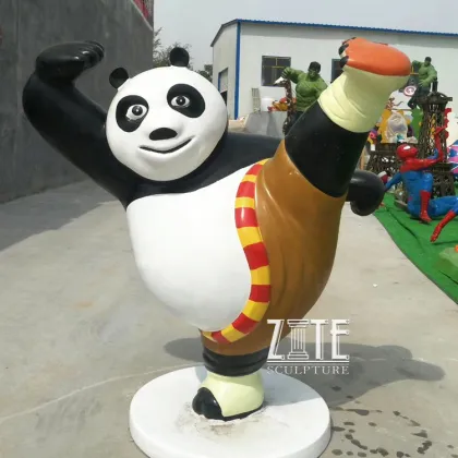 Park garden movie character sculpture resin kung fu panda master shifu raccoon statue