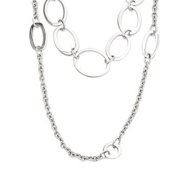 28-inch Stainless Steel Multiple Row Circles Chain Necklace