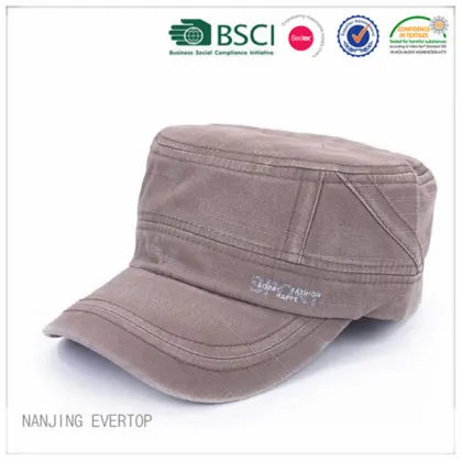Distress Washed Cotton Print Military Cap