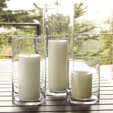 Tall clear cylinder vase candle holder for home