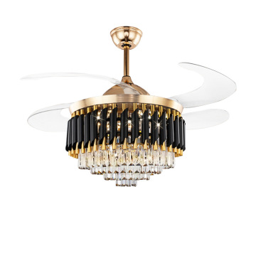 Lumo moderno Luxury Smart Home Gold Crystal Affermazione a ventole del soffitto