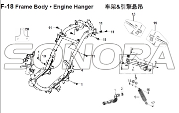 F-18 Frame Body Engine Hanger for XS125T-16A Fiddle III Spare Part Top Quality