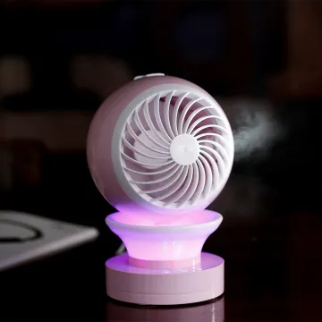 USB Mini Fan with LED Light Rechargeable Battery