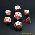 Bescon 7pcs Set de dados de D &amp; D polihedrales de metal sólido establece plata mate con números de naranja, Juego de dados de juego de rol de metal RPG