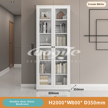 Double Door Glass Steel Bookcase