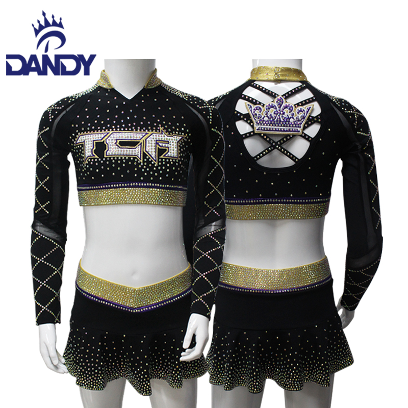 Gold & Black Cheer Uniform Customized Cheerleading Uniform 