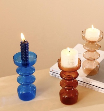 custom colored Scandi glass candle holder candlestick