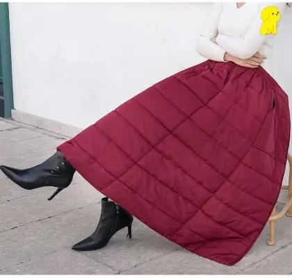 Women's Winter Zip Front High Waist Long Skirt