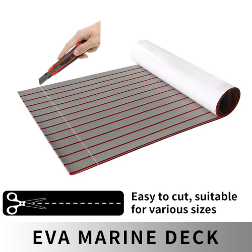 Size 240 cm * 90 cm Light Grey Over Red Eco Non-toxic Friendly Non-slip PE/EVA Foam Marine Deck Yacht Teak Floor