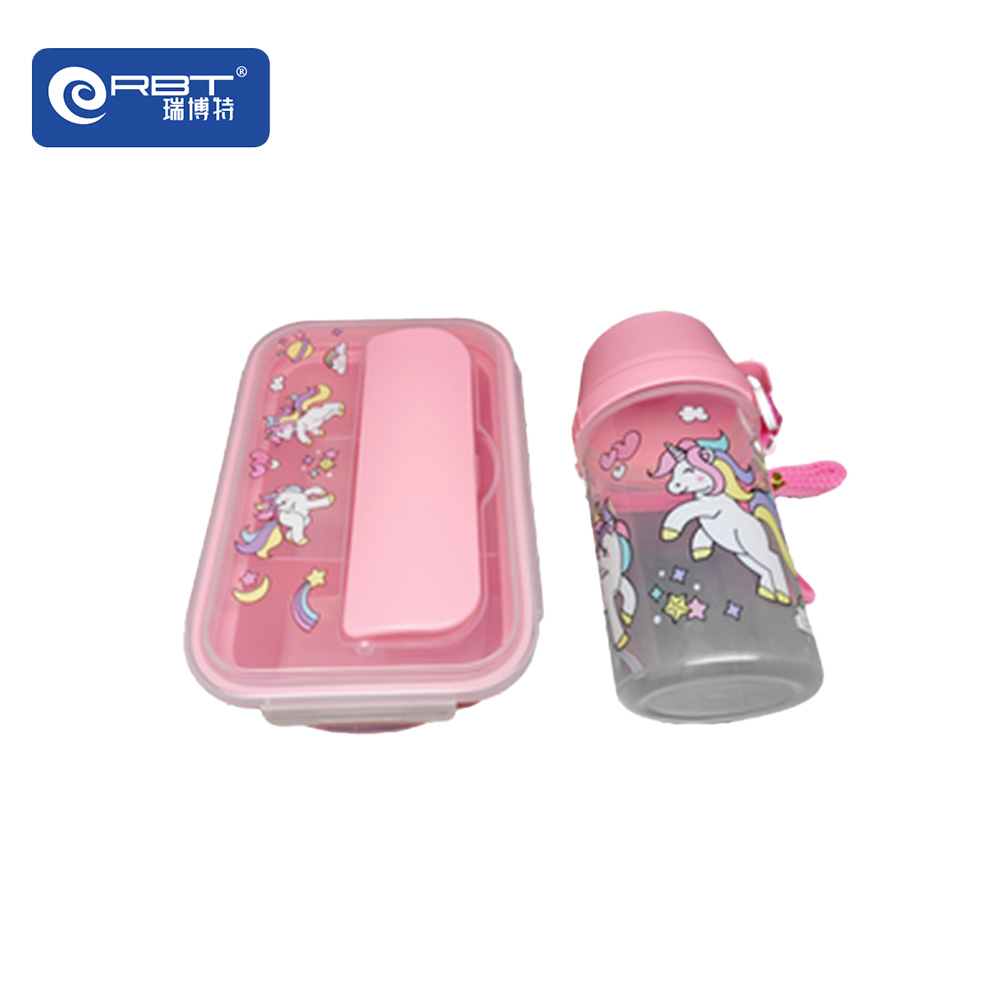 プラスチック製の学生ランチボックスとウォーターカップセット