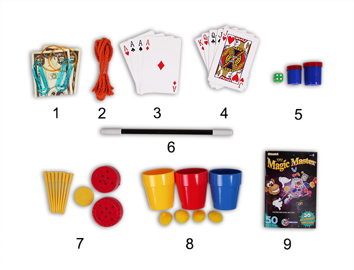 Magic tricks set components