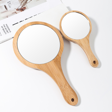 Handheld Wood Beauty Mirror 31.5x16.5cm with Handle