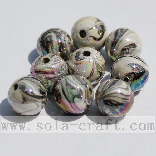 AB Colors Draw Printing Acrylic Round Spacer Beads for DIY Jewelry