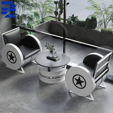 Glamorous Modern Industrial Oil Tank Dining Table and Chair Set