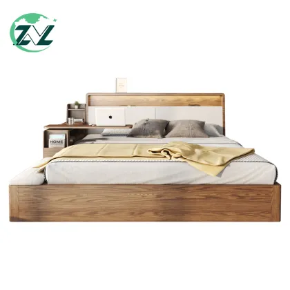 Minimalist Bedroom Solid Wood Bed Tatami Storage Bed