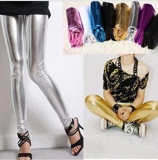 Women Europe Style Metallic Shiny Faux Leggings 9069