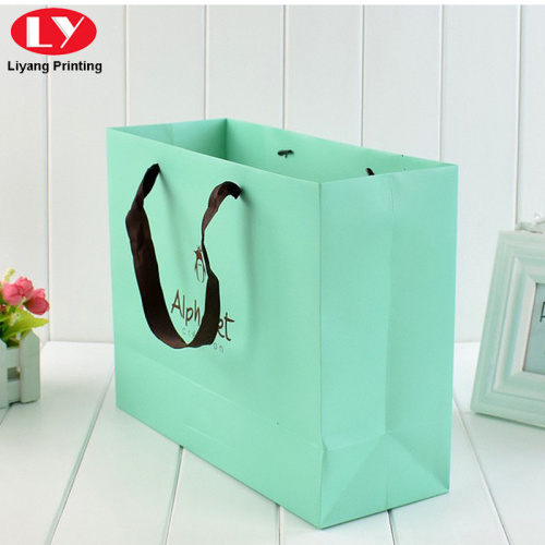 Bolsa de presente de papel verde de embalagem de marca personalizada