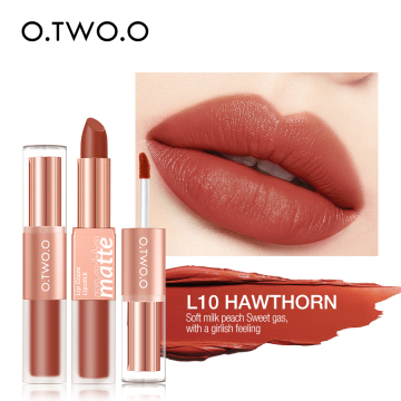 O.TWO.O Waterproof Long Lasting 2 In 1 Matte Lipstick Liquid Lip Gloss Vendor 2 Double-Ended Lip Gloss