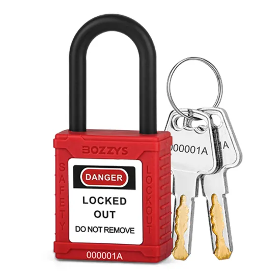 BOZZYS Nylon Safety Padlocks Keyed Different 38mm Shackles OEM Loto Locks for Industrial Lockout Tagout