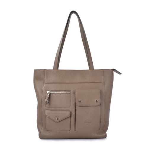 Leather Shoulder Bag with Pockets Everyday Market Bag