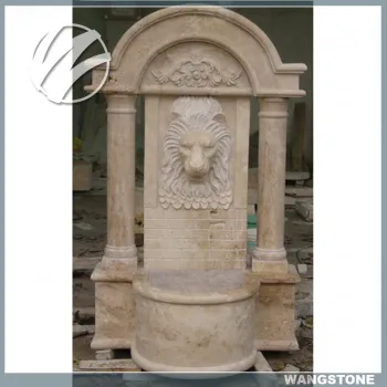 Garden decorative hand carved lion stone water fountain