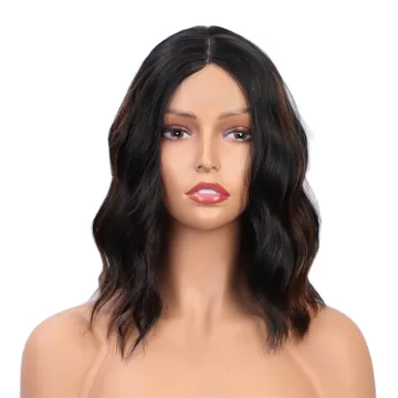 Vigorous Cheap Top Quality Short Wavy Synthetic Middle Part Lace Wigs Heat Resistant Wholesale Price Wigs For black White Women