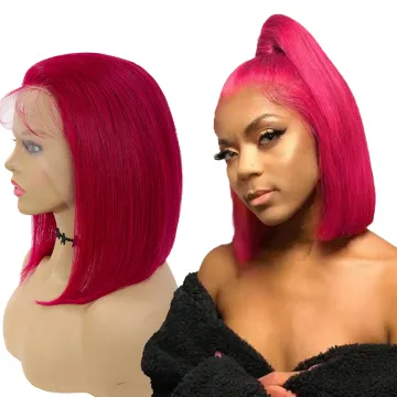 Pitaya Red Brazilian Human Hair 13x4 Lace Front colored bob Wig,Pre Pluck colorful Virgin Hair Lace BOB Wig For Black Women