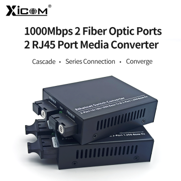 Gigabit Fiber Optical Converter - 2 Fiber Port, 2 RJ45, Single Mode, Single Fiber Media Converter